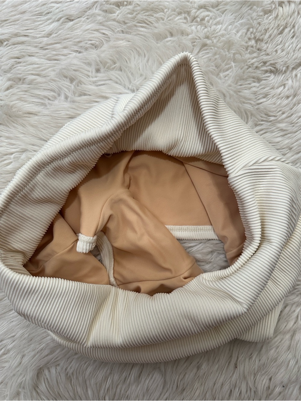 Zulu & Zephyr Cream Ribbed Crop Swim Bra & High Waist Short Set - Picture 6 of 7